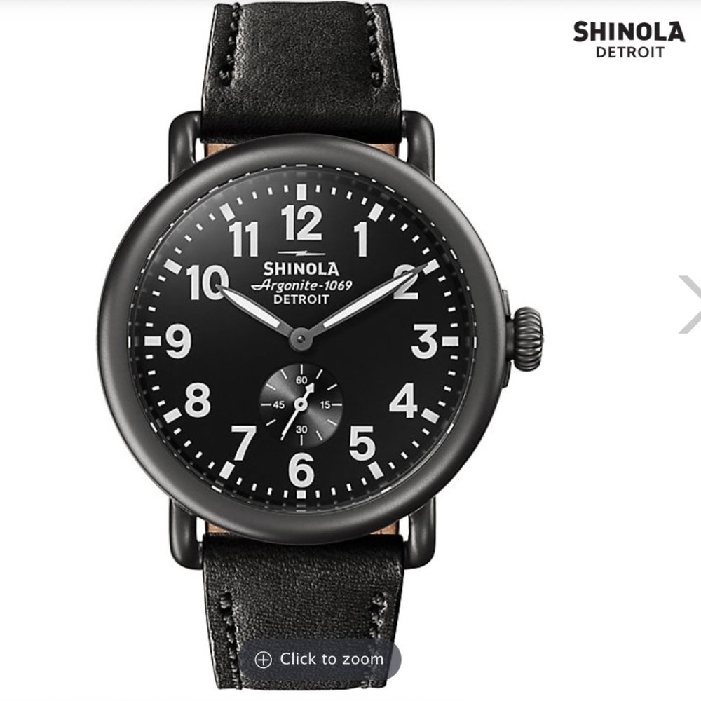 Shinola Runwell Black Leather Watch 41MM